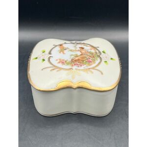 VTG‎ Hand Painted Lenwile China Ardalt Satin Porcelain Dresser Trinket Box